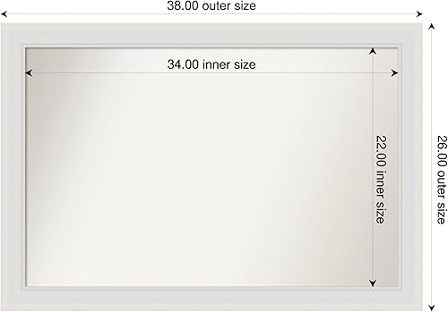 Miniatura 3 de Amanti Art Espejo de pared personalizado no biselado (26 x 38 pulgadas), marco blanco suave Flair, varios tamaños personalizados, espejo de baño