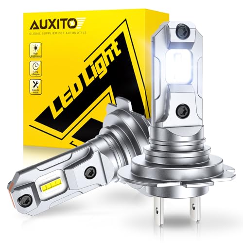 Image of AUXITO H7 Bulbs, 600% Brighter 6500K White, 1:1 Mini Size No Adapter Needed, 3 Min Quick Install, No Flicker, 99% Compatibility, Pack of 2