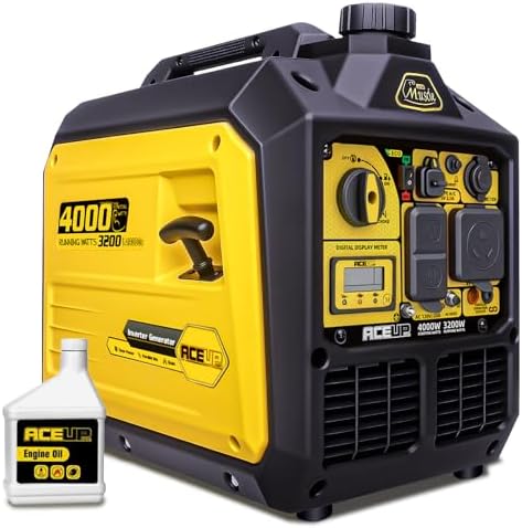 Aceup Energy 4000 Watt Portable Inverter Generator 149cc, Gas Qui...