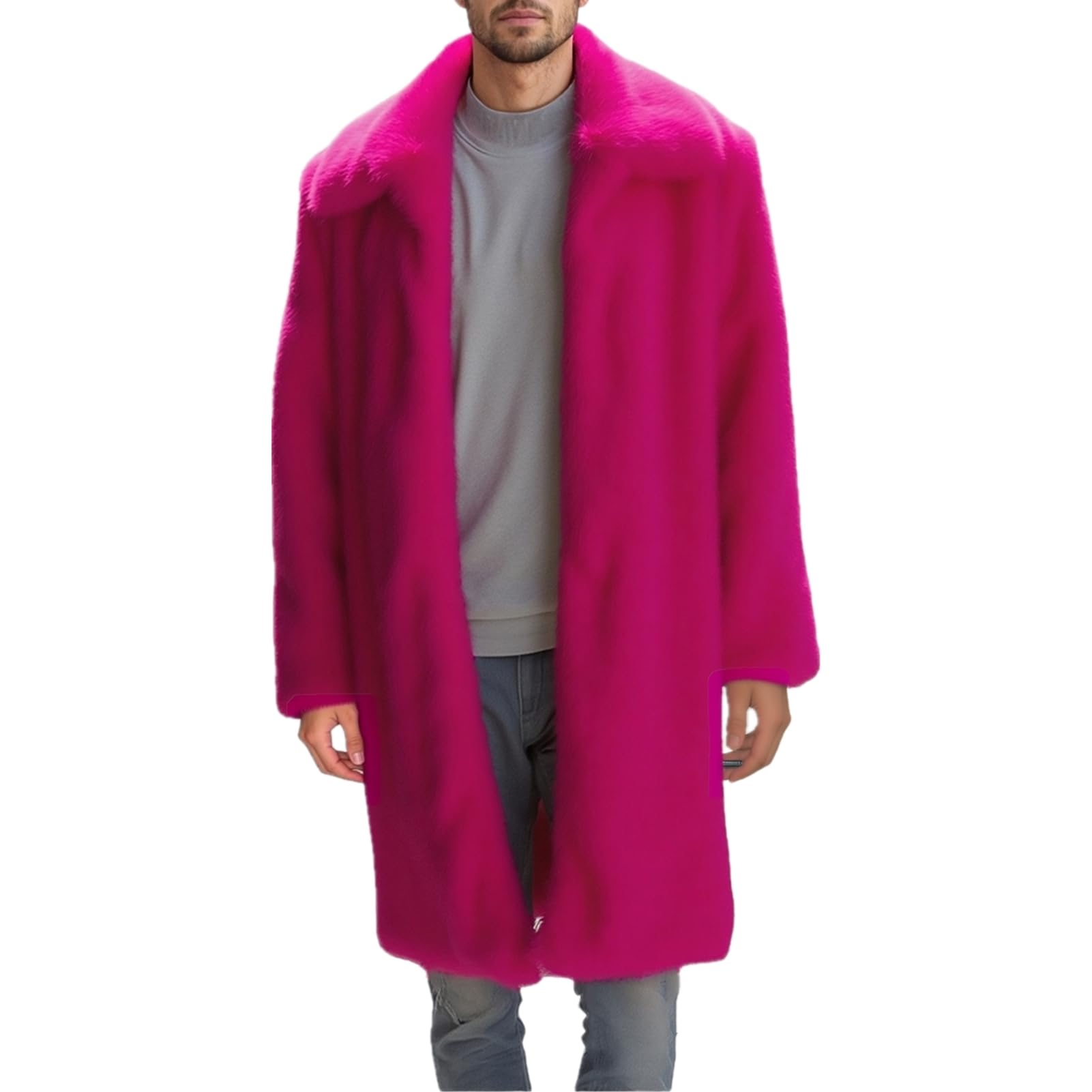 Colf Men's Winter Fluffy Lapel Faux Fur Coat Jacket