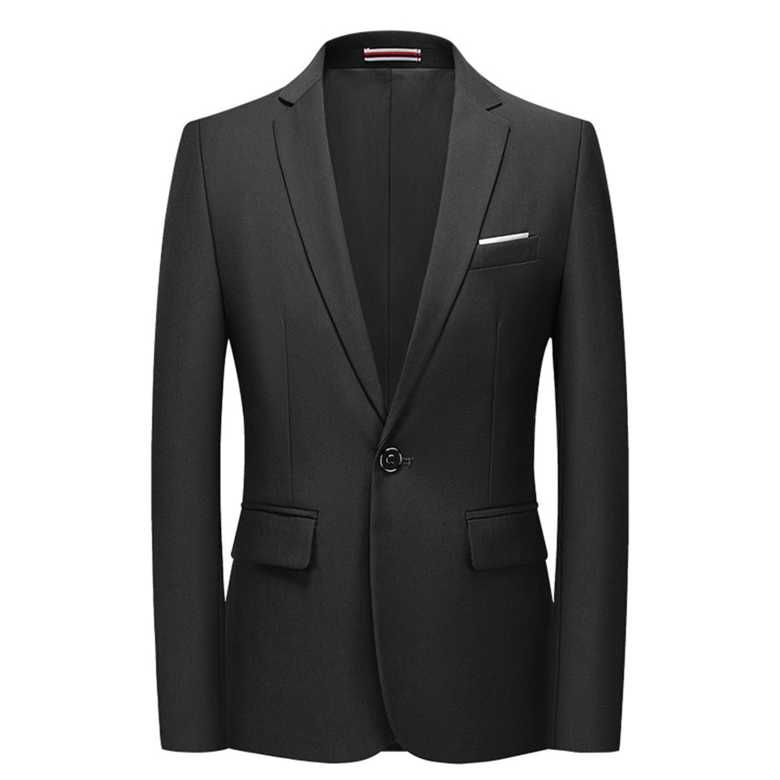 Men Slim Fit Daily Blazer One Button Lapel Slim Fit Business Jacket Solid Casual Formal Wedding Party Sport Coat (Black,Medium)