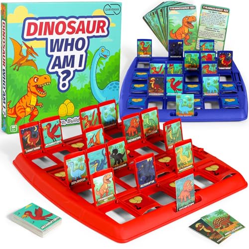 Garybank Guess Dinosaur Who Am I Games for Kids, 24 Educational Dino Cards with Facts & Inspiration,...
