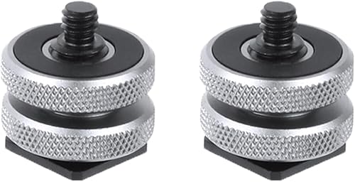 Lanxire Adaptador de montaje de zapata para cámara, doble tuerca con trípode de aleación de aluminio de 14 y 38 pulgadas, soporte de zapata para