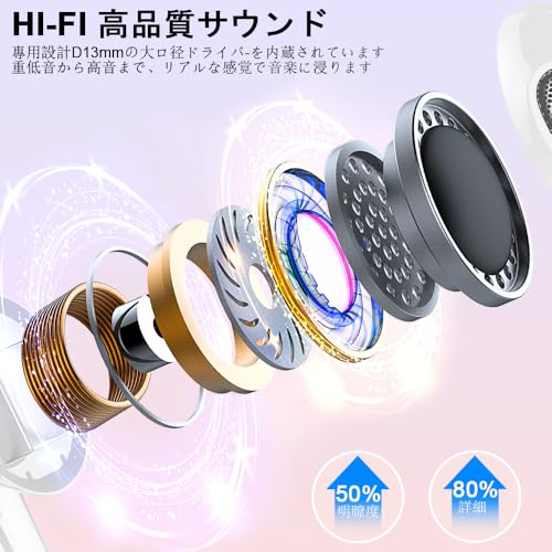 イヤホン bluetooth ワイヤレスイヤホン【2025アップグレード版ブルートゥースイヤホン,小型軽量】Bluetooth5.4 自動ペアリング IPX7 防水 全音域HI-FI音質 ENC通話ノイズキャンセリング 低遅延接続瞬時 iPhone/Android適用 LEDディスプレイ表示 Type‐C急速充電 50時間連続再生 WEB会議/スポーツ/ゲーム/音楽/通勤 (ローズゴールド)