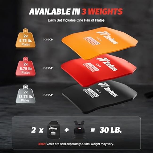 ZELUS 2 Weighted Vest Plates, 5.75/8.75/13.75 lb. Curved Weight Vest Plates for Workout, Steel Tactical Weight Plates for Vest with Clear Markings, Ergonomic Training Plates for Running Training CrossFit