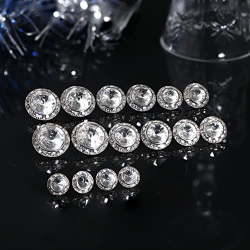 Besteel Rhinestone Earrings Round Shaped For Women Girls, Acrylic Stone Inside Halo Crystal Stud Earrings, Dance Competition Earrings For Stage Opera Performance Wedding Bridal Party, Hypoallergenic & Lightweight, 10/15/18/20Mm, 8 Pairs, Cz Style #TOP6