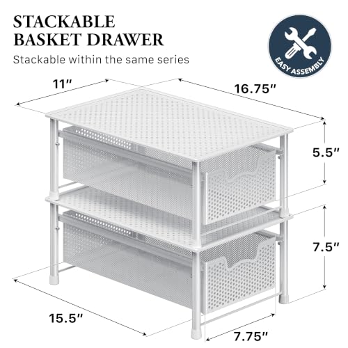 Simple Houseware Stackable Cabinet Basket Drawer Organizer, White by Simple Houseware - Used condition - Image 2