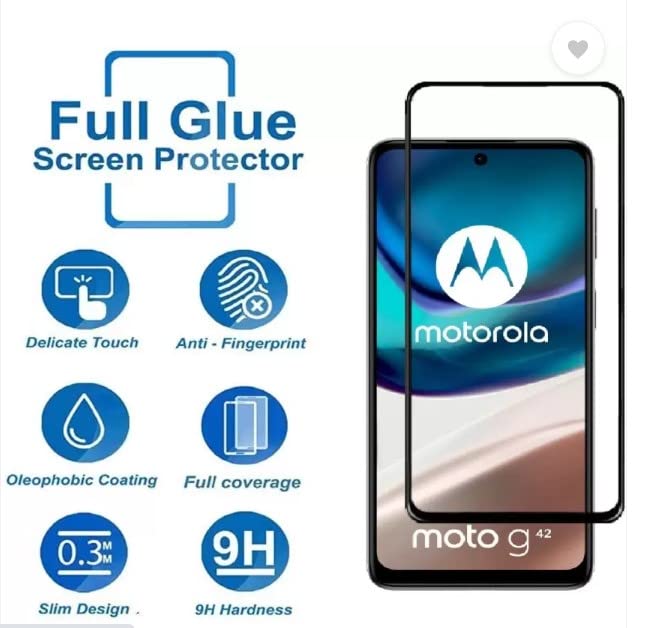 Image of Screen Protector for Motorola Moto G42 (Black) Tempered Glass Edge-to-Edge 6D Screen Guard With Installation Kit