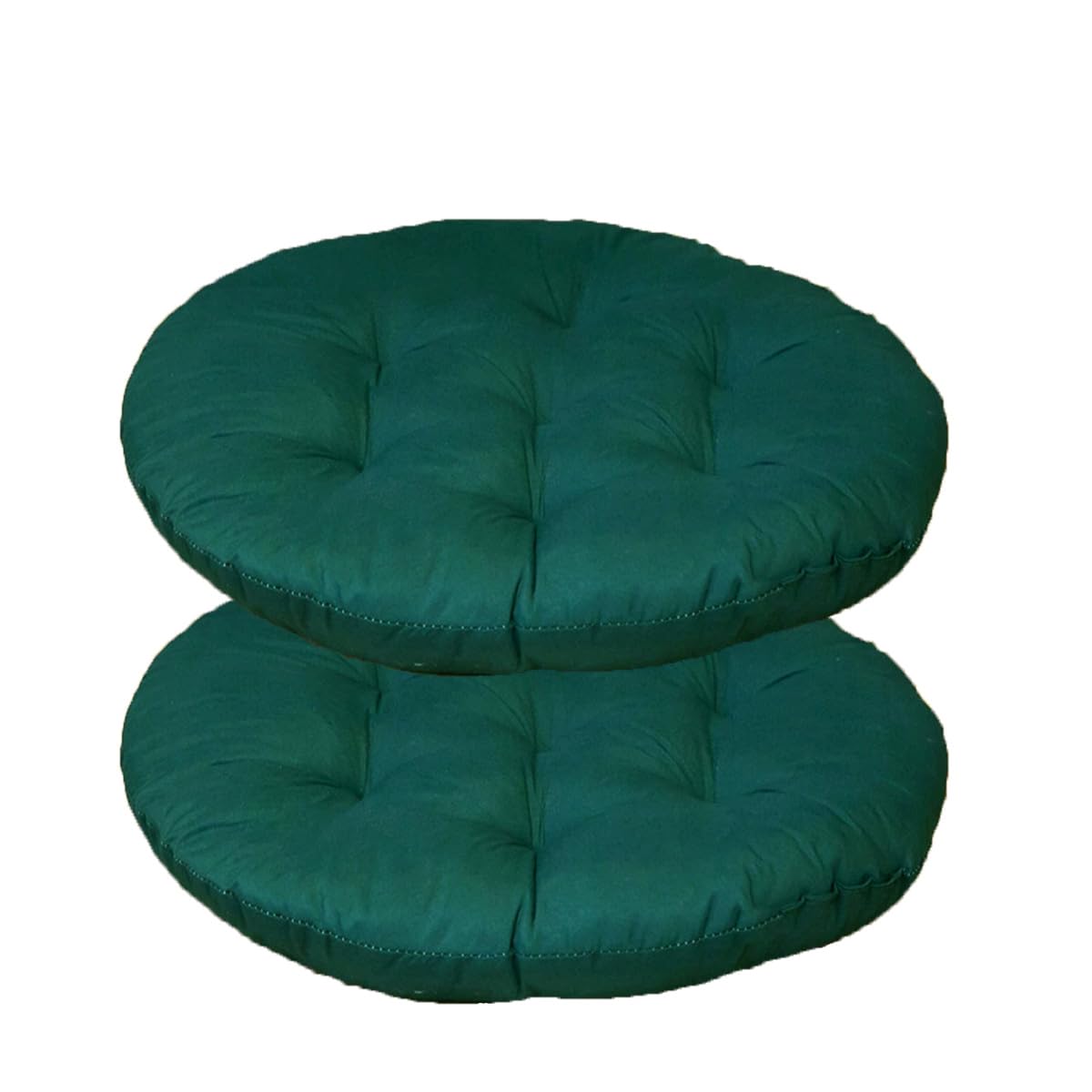 Mozzeilee Round Chair Seat Pad, 40x40cm Dining Chair Cushion Set of 2/4/6/8, Outdoor Rattan Furniture Seat Mat for Living Room Office Garden Patio (Dark Green,2 pcs)