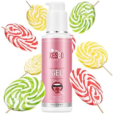 AMAZON - XESSO Water Based Edible Flavored Oral Gel Lube, Fruity Lollipop Flavored Personal Lubricant Food-Grade Ingredients 4 Fl.oz for Oral Pleasure Men, Women and Couples-Made in USA