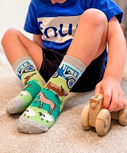 Image of Jefferies Socks Boy's Space Pirate Dinosaur Fun Colorful Pattern Crew Socks 6 Pack