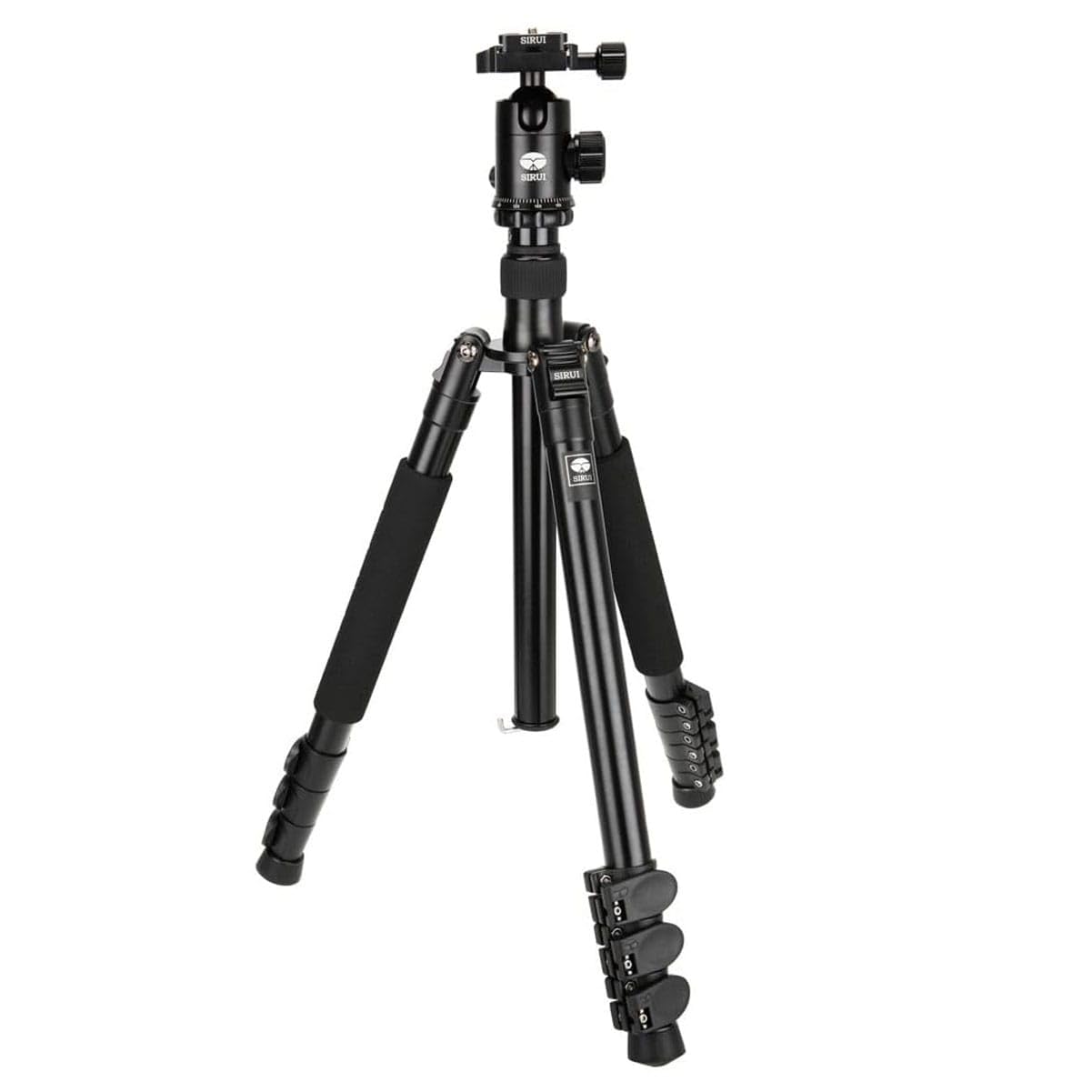 SIRUI ET-​2004 + E-​20 Trépied de Voyage avec rotule E-​20, Aluminium, Hauteur: 144 cm, Poids: 1,​65 kg, capacité de Charge: 12 kg, avec Sac et Sangle, Noir