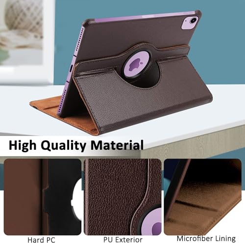 Image of TGK 360 Degree Rotating Flip Cover Case for iPad Air 11 Inch M4 /M3 /M2 2026 /2025 /2024 & Air 5th Gen 2022 /iPad Air 4th Gen 2020 10.9 Inch (Brown)