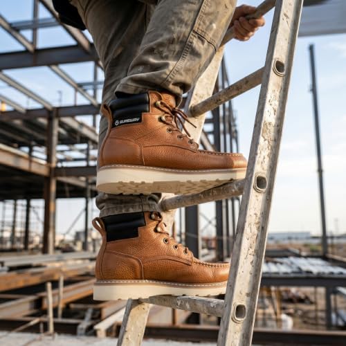 Image of SUREWAY Moc Toe Work Boots for Men, Wedge Sole, Soft Toe