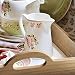 Pichet en Porcelaine, Carafe avec Poignée pour Boissons Shabby Chic et Romantique - Floral - 10x11 - Blanc/Rose Poudré