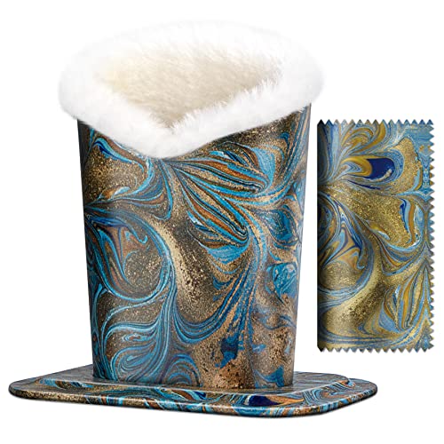 Image of Plush Fluffy Lined Anti-scratch Eyeglasses Holder Protective Glasses Stand Case