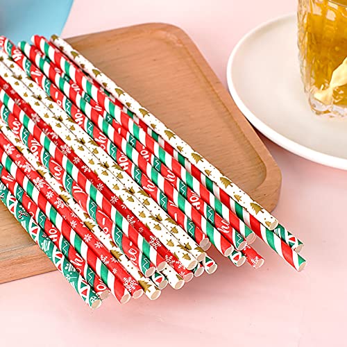 Jaydis 100 pitillos biodegradables de papel con diseños navideños miniatura 4