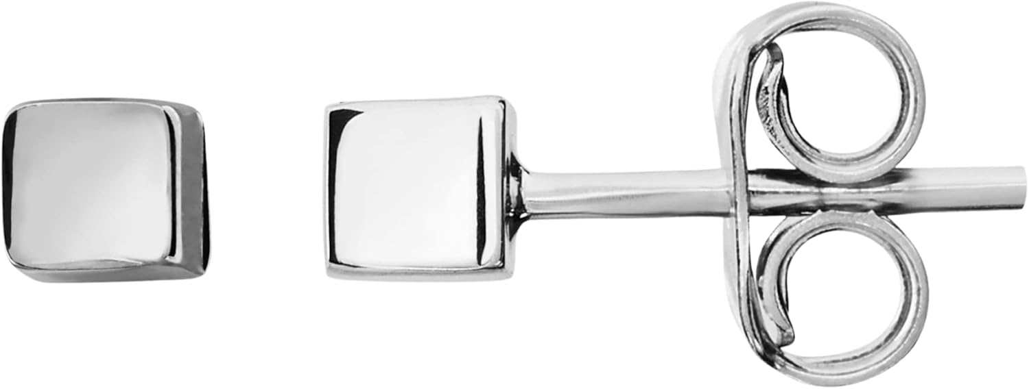 Tiny Cube Stud Earrings | 2mm 925 Sterling Silver Dainty Minimalist Square Box Earrings for Women - Image 6