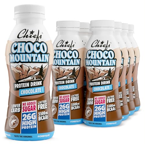 Chiefs High Protein Shake - Schokolade - kein Zuckerzusatz & je 26 g Protein - Made in Austria, Laktosefrei - Protein Shake für Muskelaufbau, Lower Carb - 8x330ml Protein Drink mit Milcheiweiß