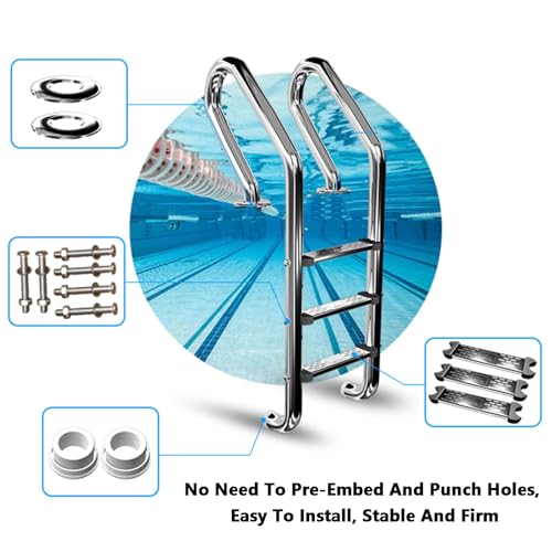 Escalera para piscina de acero inoxidable 3 peldaños miniatura 6