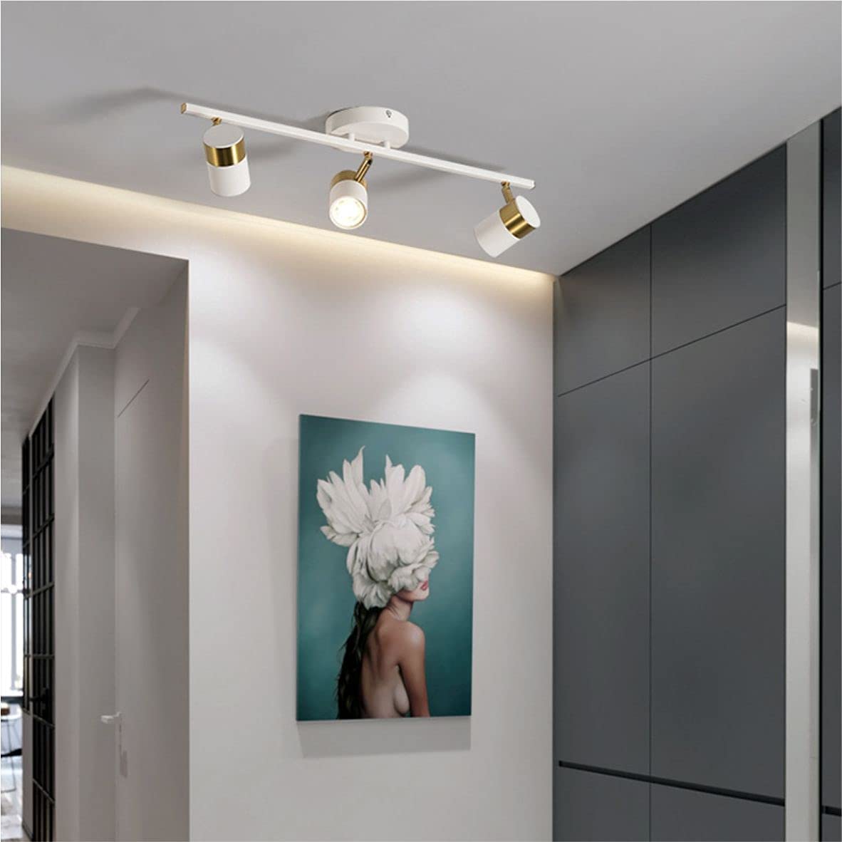 Rail Lumineux Plafonnier Rotatif 360° - Pour Installer Plusieurs Lustres à Volonté, Longueur 90 Cm, Blanc - 2