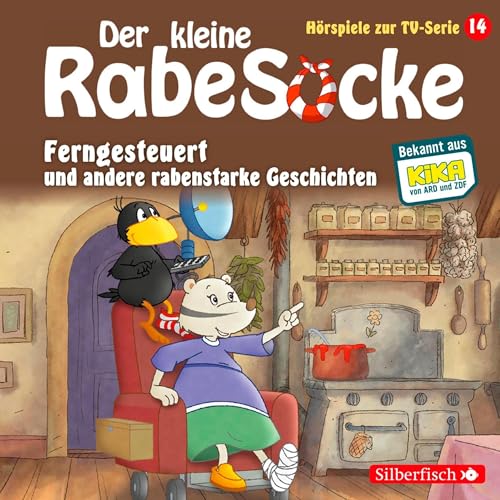 Diseño de la portada del título Ferngesteuert und andere rabenstarke Geschichten. Das H&ouml;rspiel zur TV-Serie