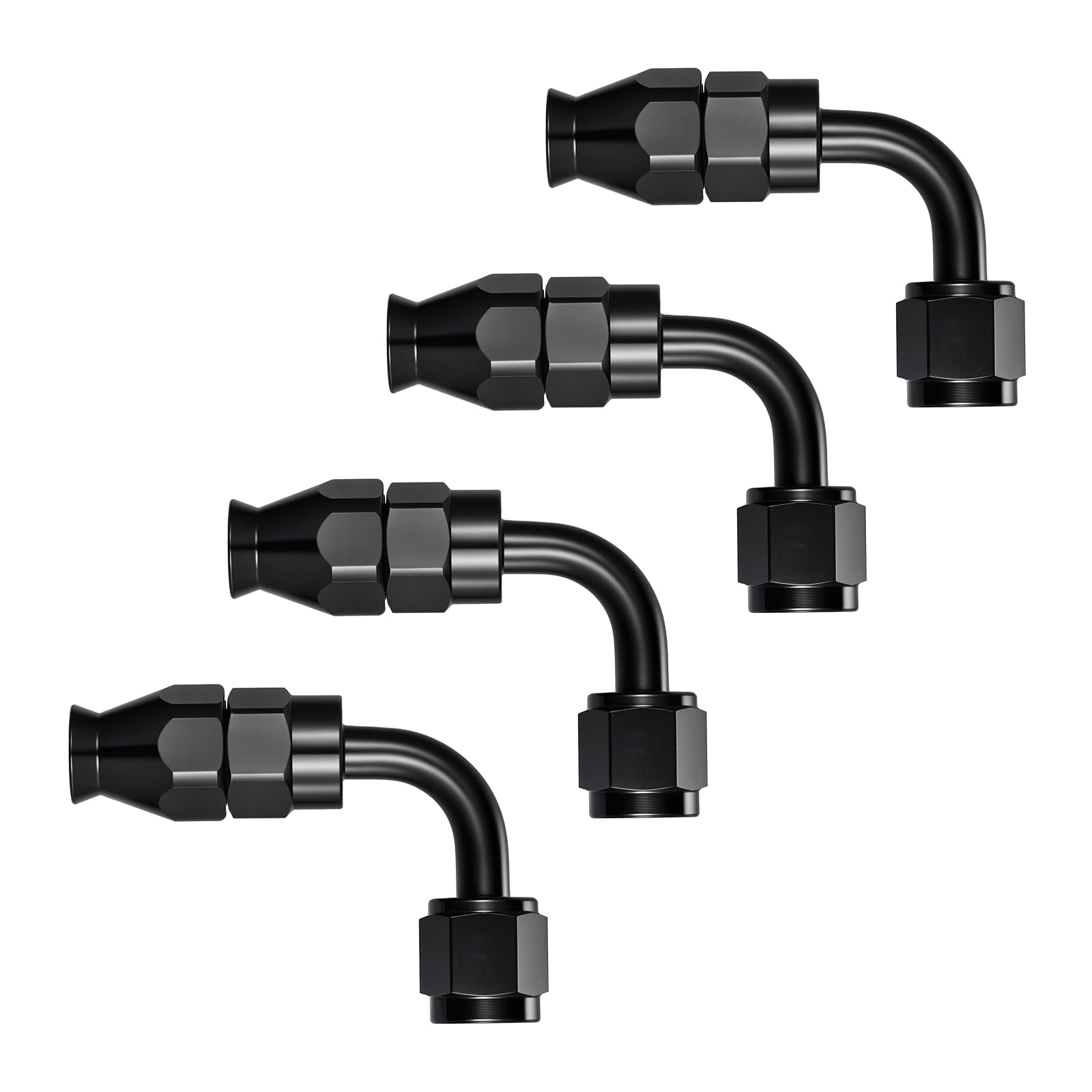 EVIL ENERGY 4AN PTFE Hose End Fitting 90 Degree Black for PTFE Hose Only 4PCS