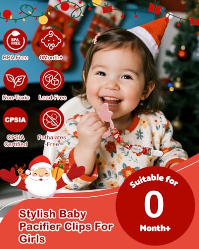 Image of ALVABABY Christmas Paci Clips for Neutral 8 Pack Binky Paci Holder Leashes for Teethers 8DBP03A