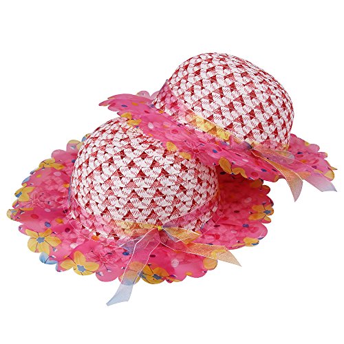 Girls Sunflower Straw Tea Party Hat Set (8 Pcs, Assorted Colors)