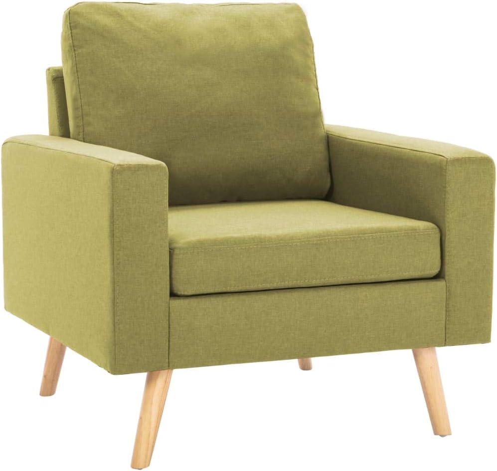 vidaXL Sillón Silla Asiento Sofá Individual Dormitorio Salón Sala de Estar Cojines Acolchado Suave Cómodo Elegante Sencillo de Tela Verde