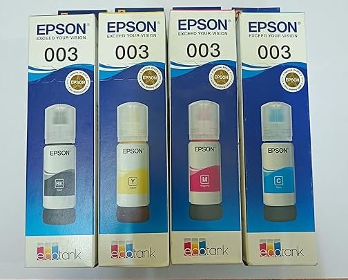 Image of Gungun 003 Ink Compatible for Epsan L3110, L3150, L3250, L3252 L3115, L3116, L3101, L3210, L3215, L3216, L3151, L3152, L3156, L5190 Printers Multicolor CMYK