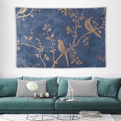 Tapisserie murale bleue et dorée 152x228 cm WSOIHFEC vintage pour chambre
