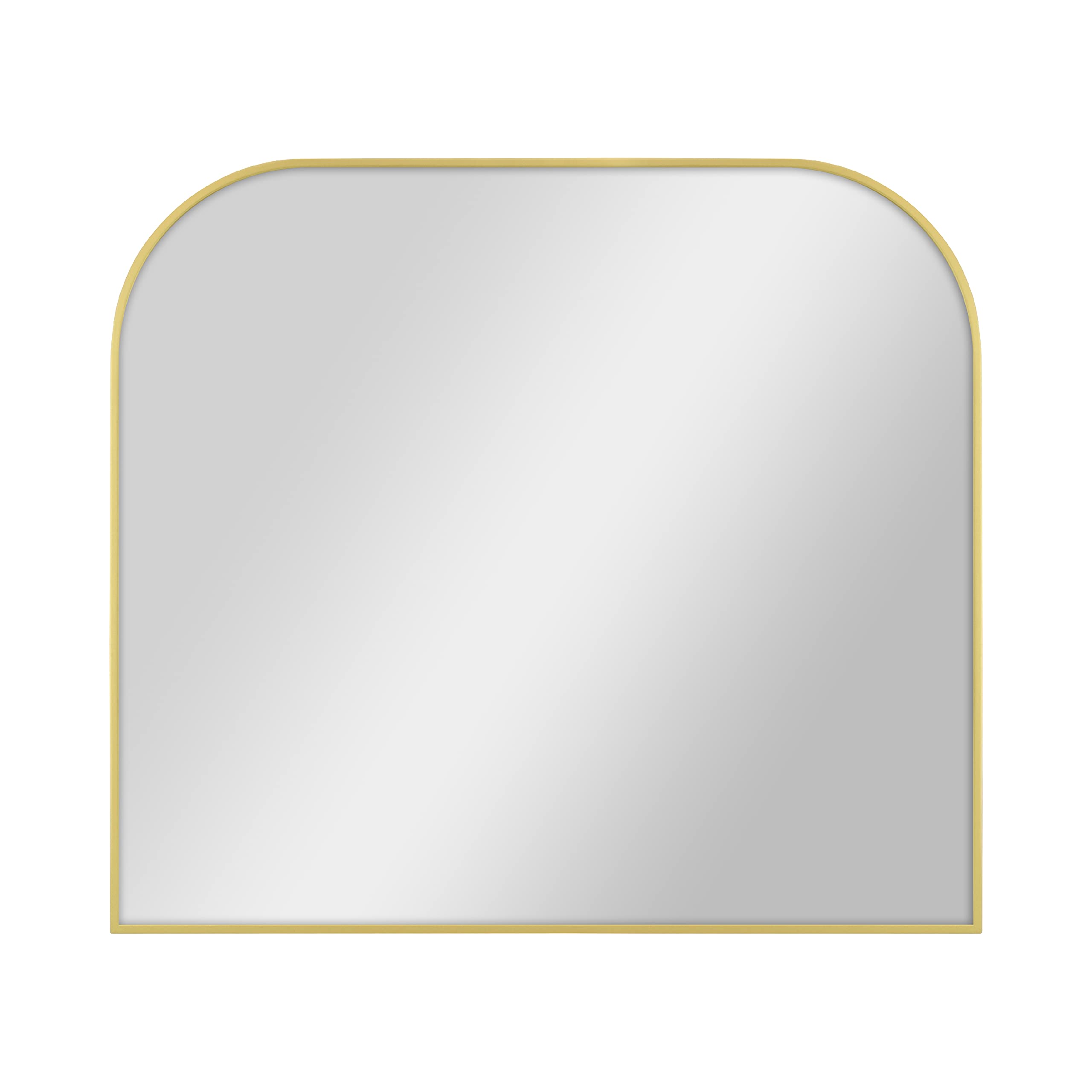 MCS Master &amp; Co. Modern Metal Large Wall Mirror, Minimalist Home Decor Mantle Arch Mirror for Living Room, Bedroom, or Bathroom, 36 by 32 Inch, Brass