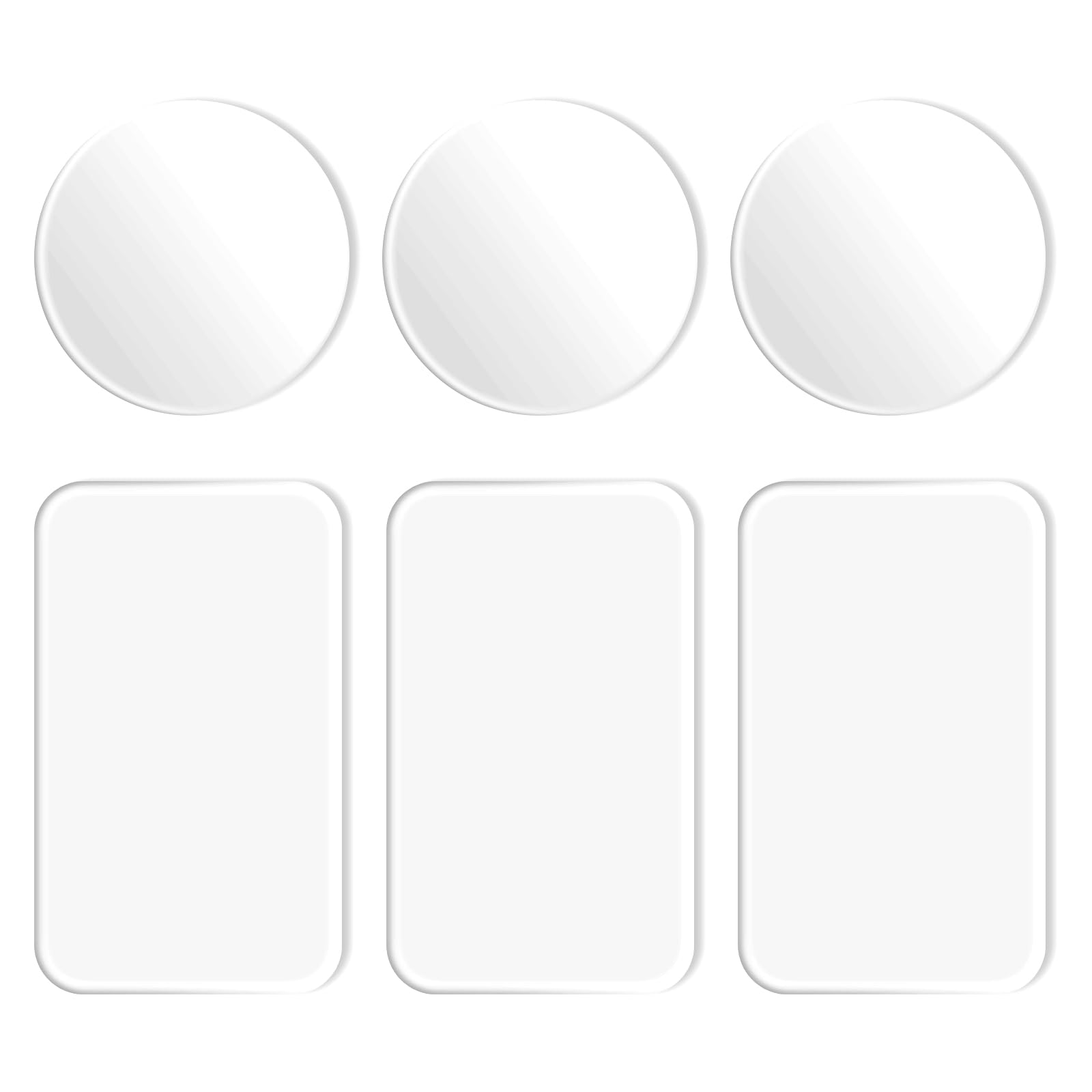 APLZGMG 6Pcs Reusable False Eye Lashes, Silicone Lash Pad Pallet, Clear Eye Pads for Eyelash Extensions Eyelash Holder for Loose Lash Grafting Gasket Pallet, Rectangle and Round