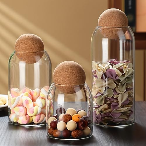 soulnioi Clear Glass Storage Canister with Ball Top lid Glass Jar with Lid Glass Containers With Bamboo Lids Flower Tea Sealer Candy Jar Coffee Bean Organizer 500ml - Image 3