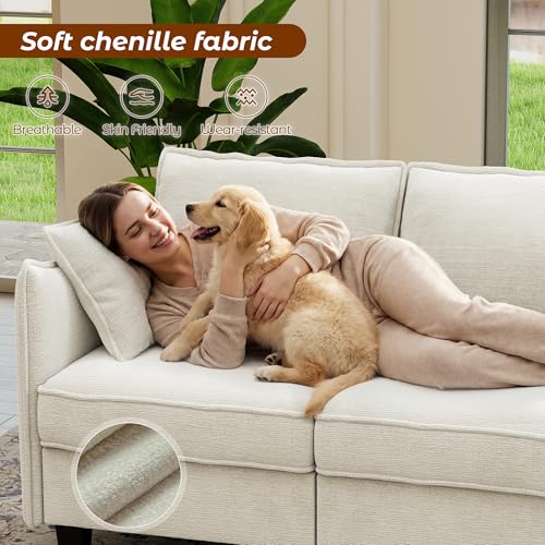 WorthFurni 112" Modular Sectional Sofa U Shape Couches with Storage Ottoman and Washable Cushion Cover for Living Room, Bedroom, Apartment(Beige) - image 4