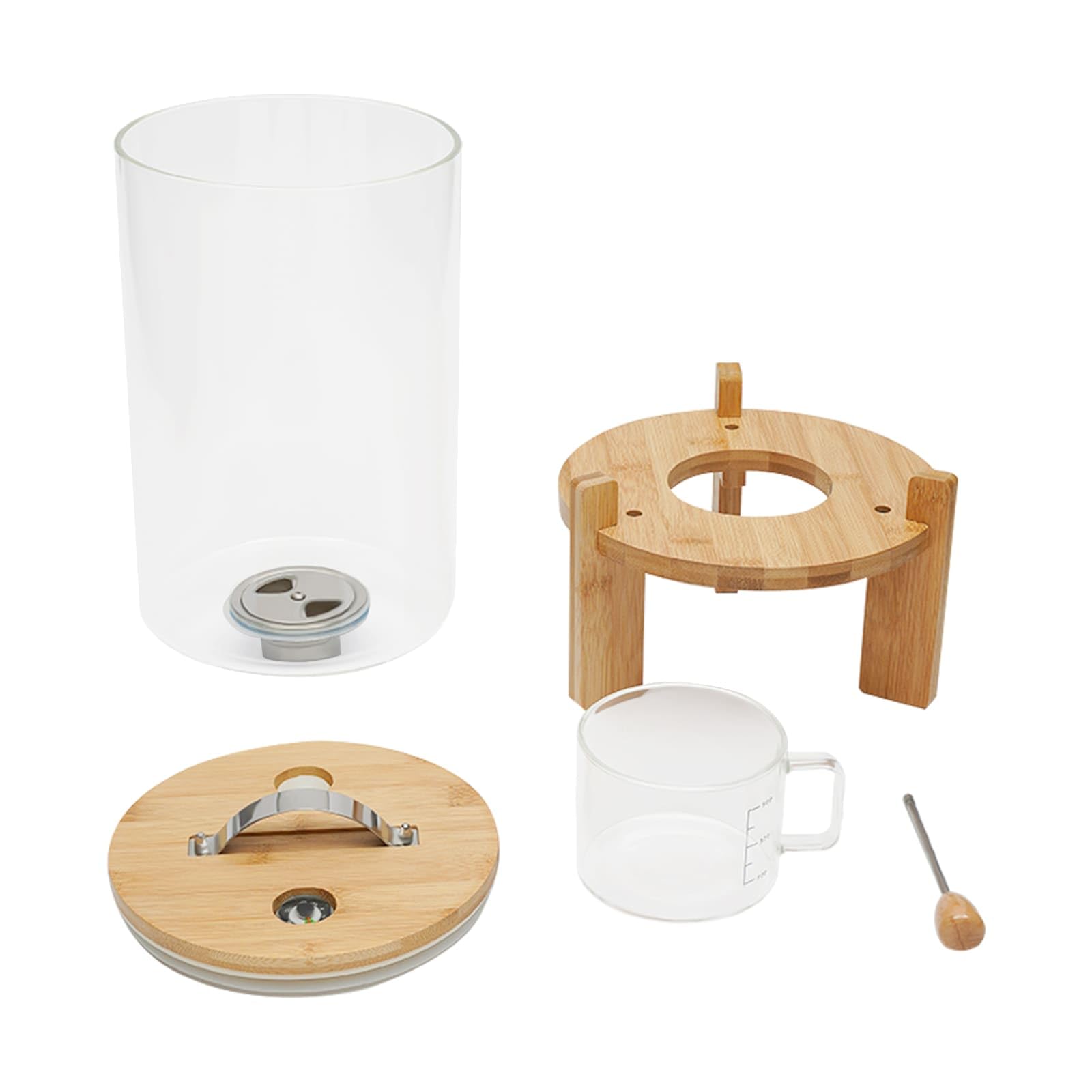 Distributeur de Riz 7,5L, Distributeur de Céréales en Verre, avec Tasse à Mesurer et Couvercle Hermétique, pour Riz, Farine, Noix, Céréale