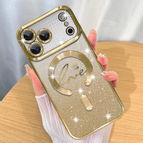 Image of ZIYE Magnetic Case Designed for iPhone 18 Pro Max Max Glitter Case -Gold