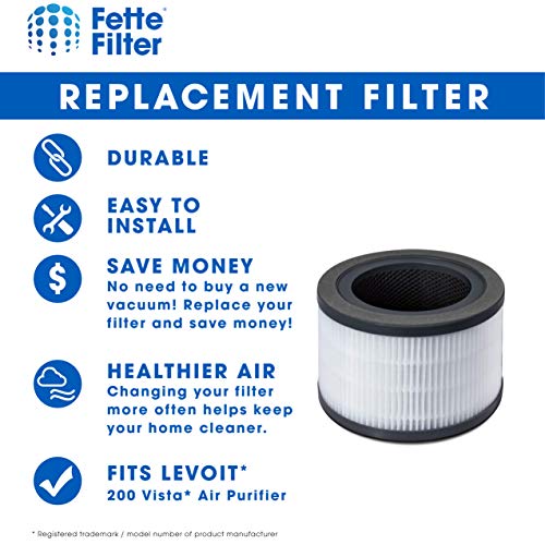 fette filter - air purifier replacement filter compatible with levoit vista 200 air purifier 3-in-1 pre-filter true hepa filter high-efficiency activated carbon filter vista 200-rf