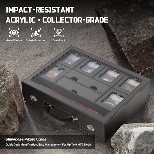 Image of Kabinka MTG Commander Deck Box, Modular 9-in-1 TCG Card Storage Box with Dice Tray & Sideboard Box, 6-Deck Capacity Card Case, Includes 6 Magnetic Card Holders /100CT Card Sleeves /Playmat, Black