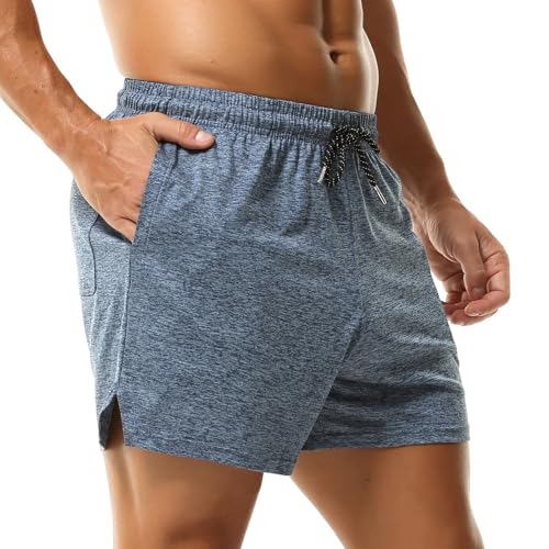 Short de course à pied pour homme chiné avec entrejambe de 10 cm et poches pratiques