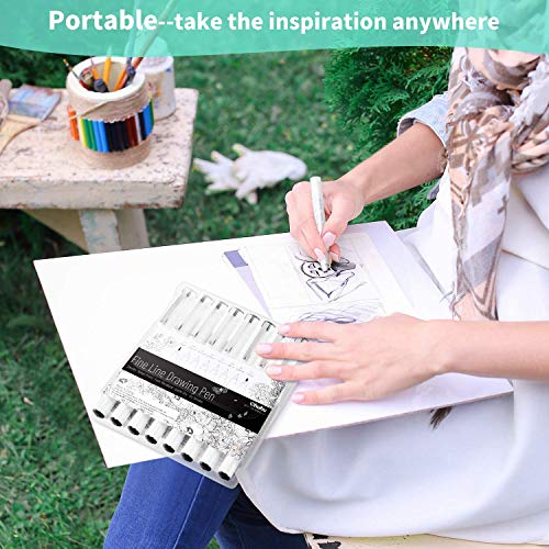 Ohuhu Y30-80600-28 Micro Pen Fineliner Drawing Pens: 8 Sizes Fineliner Pens Pigment Black Ink Assorted Point Sizes Waterproof thumb #8