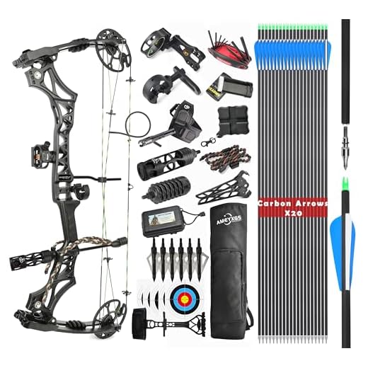 surwolf Compound Bow Kit, Hunting and Target, Limb Made in USA,Draw Weight 30-70 lbs Adjustable, Draw Length 19-31",up to IBO 320FPS Speed, Package with Archery Hunting Accessories (Black)