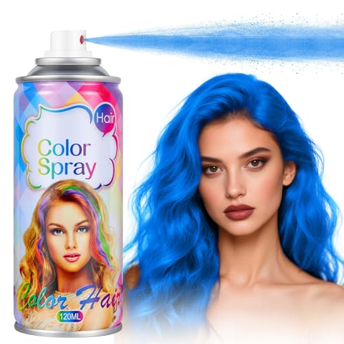 Acomler Temporary Hair Color Spray for Kids Women, Washable Blue Hair Spray, One-Time Use Temporary Hair Dye, Natural Hair Color Wax for Cosplay Party, DIY, Christmas Party, Halloween (Blue, 4.06Oz)