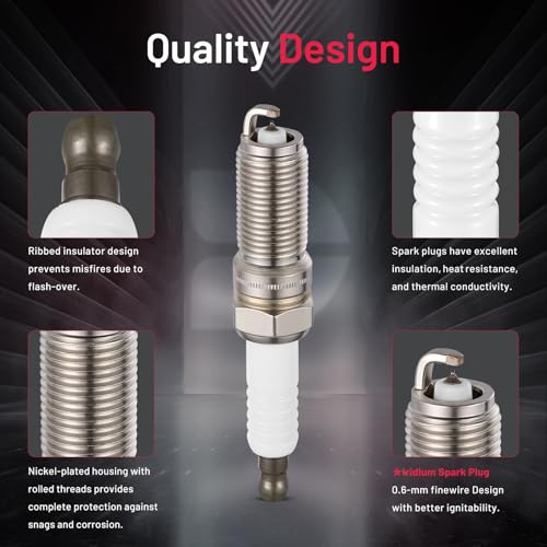 Image of BDFHYK 6716 Iridium Spark Plugs Compatible with Allure Envision ATS CTS Escalade Blazer Camaro Equinox Malibu C-Max Edge Fusion Acadia Canyon Envoy H3 H3T i-290 MKS MKZ CX-7, Set of 4