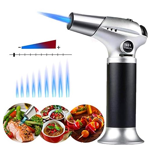 Culinary Kitchen Blow Torch,Chef Cooking Butane Torch Lighter Mini Craft Blowtorch Refillable Adjustable Flame Safety Lock for Creme Brulee/Baking/BBQ/DIY Soldering by SUNRICH(Butane Gas Not Included)