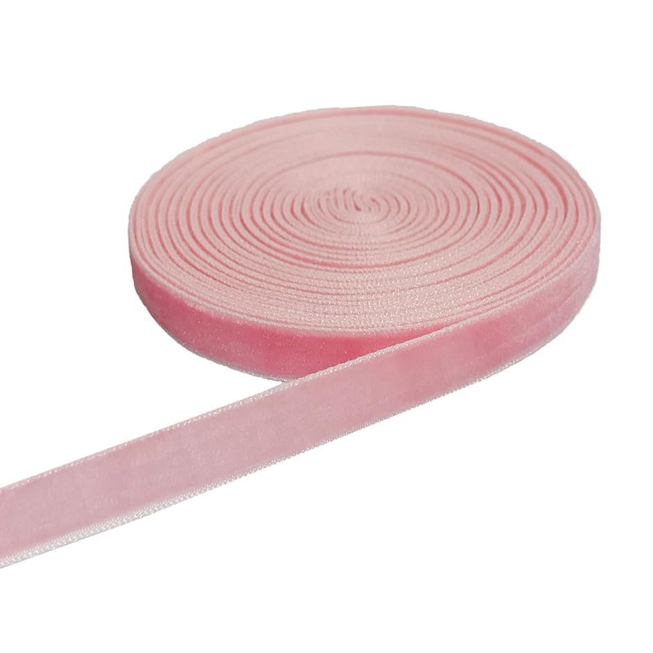 Qingxii Decorr Wedding Christmas Valentin's Day Gift Box DIY Craft Decor Velvet Ribbon (Pink, 3/8''x6Yards)