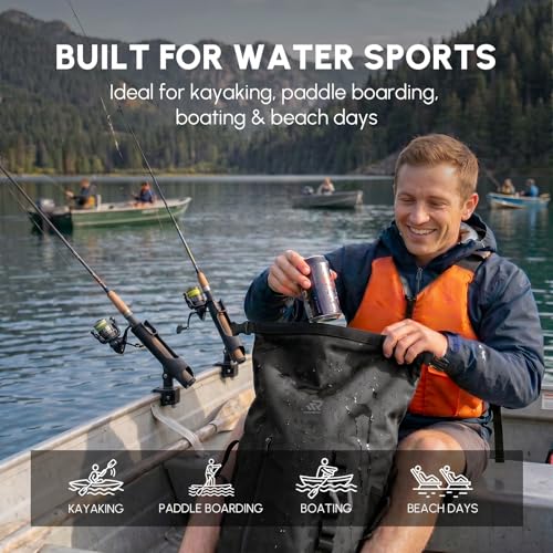 Image of Premium Roll Top Closure Cooler Backpack | Kayaking Beach Paddle Boarding Watersports, 24 Hours Insulated Leak Proof Zipperless Soft Cooler for Men for Fishing