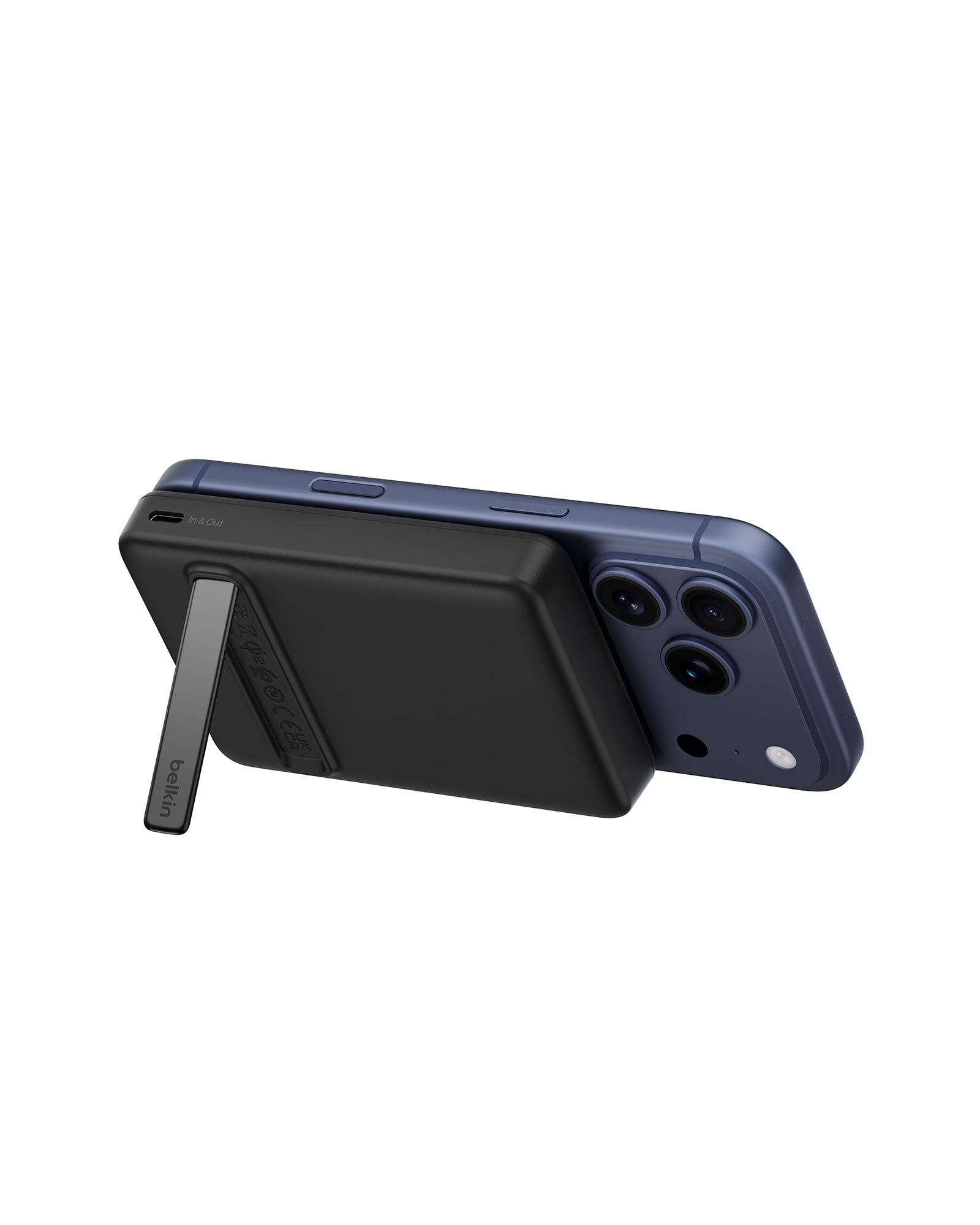 Belkin BoostCharge Power Bank Magnetico Sottile 10000mAh, Supporto - Nero | Caricatore Portatile 10000mAh Wireless, Certificato Qi2, Anello Magnetico, 1 USBC, Precaricato, Cavo Incluso, Sicuro in Aereo