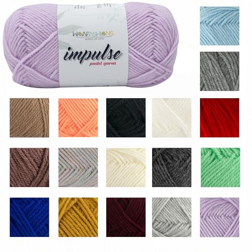 Image of Impulse Hand Knitting & Crochet Yarn, Premium Acrylic, 4 : Medium (Lilac) (4x100gms / 14.1oz)